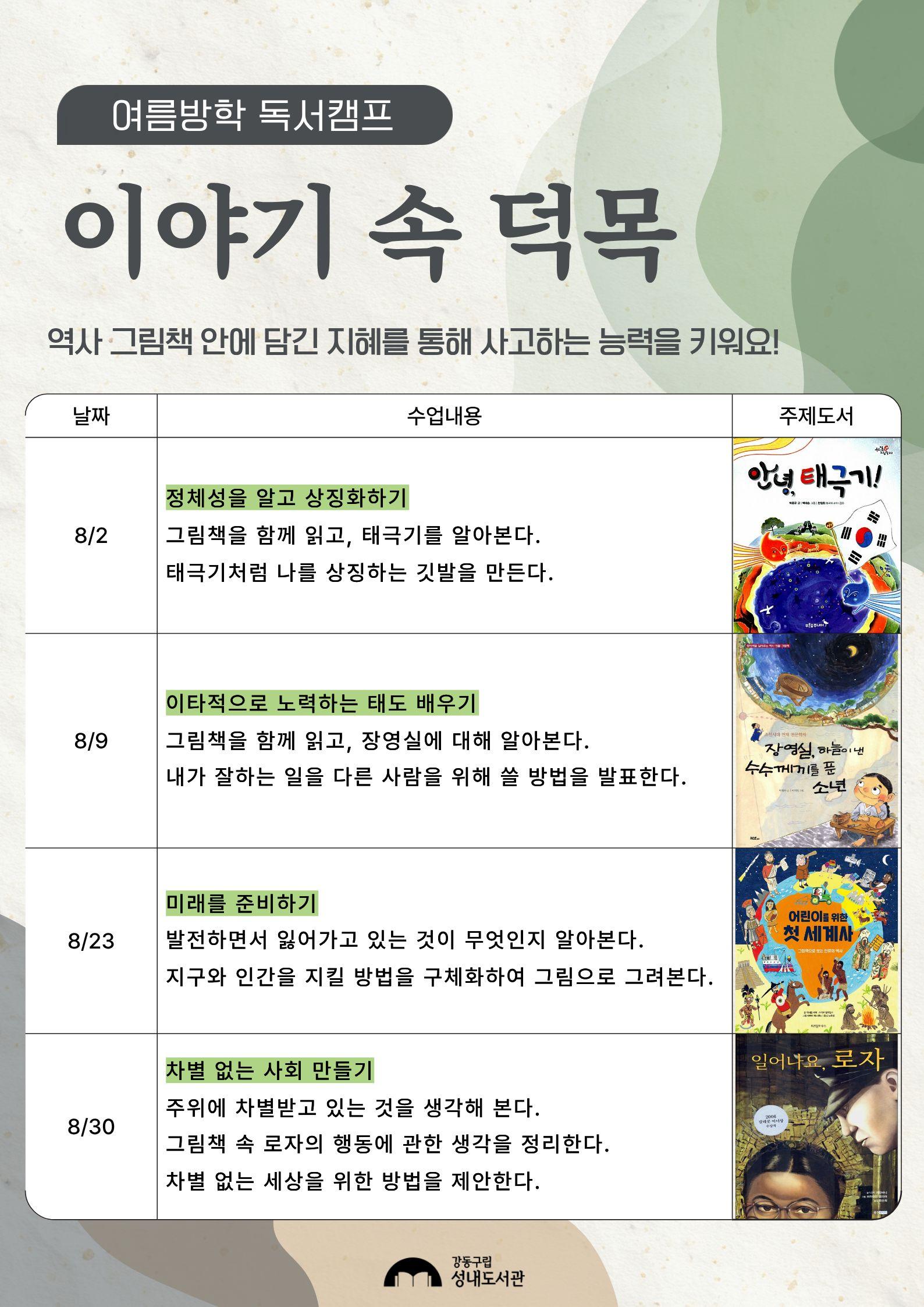 여름방학 독서캠프: 이야기 속 덕목(초등 저학년) 이미지 2